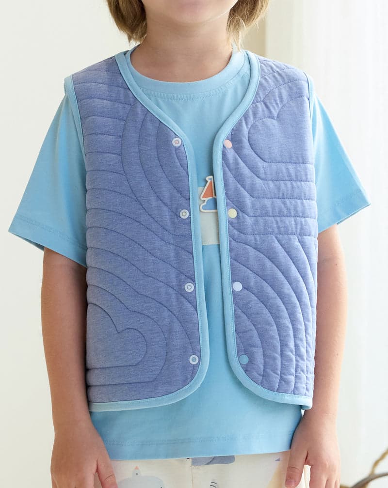 PETITE REVERY QUILTED CLOUD VEST FORGET-ME-NOT