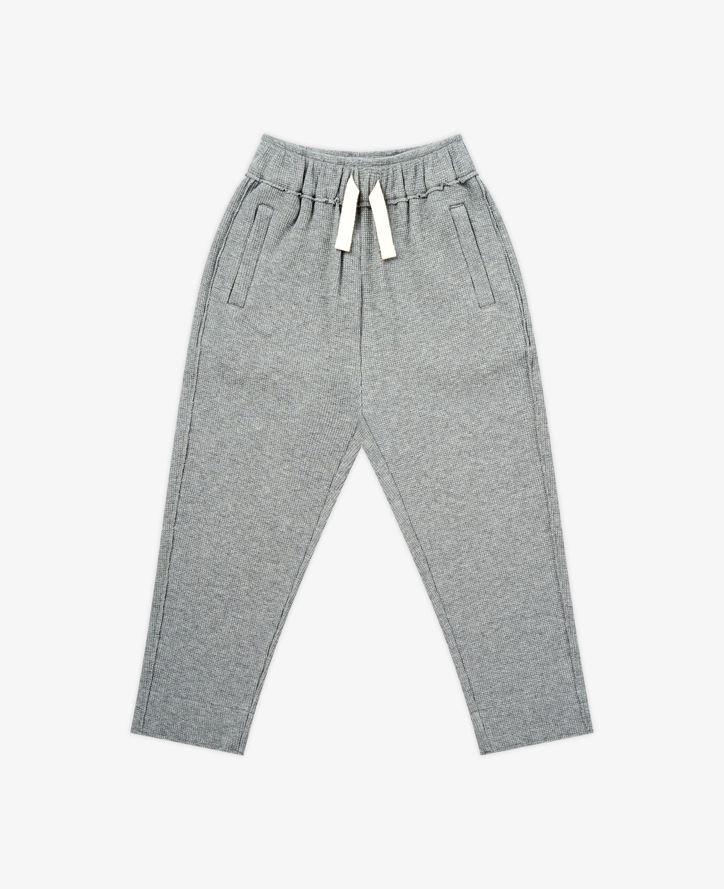 PETITE REVERY  RAW EDGE WAFFLE KNIT JOGGERS STONE - baby enRoute