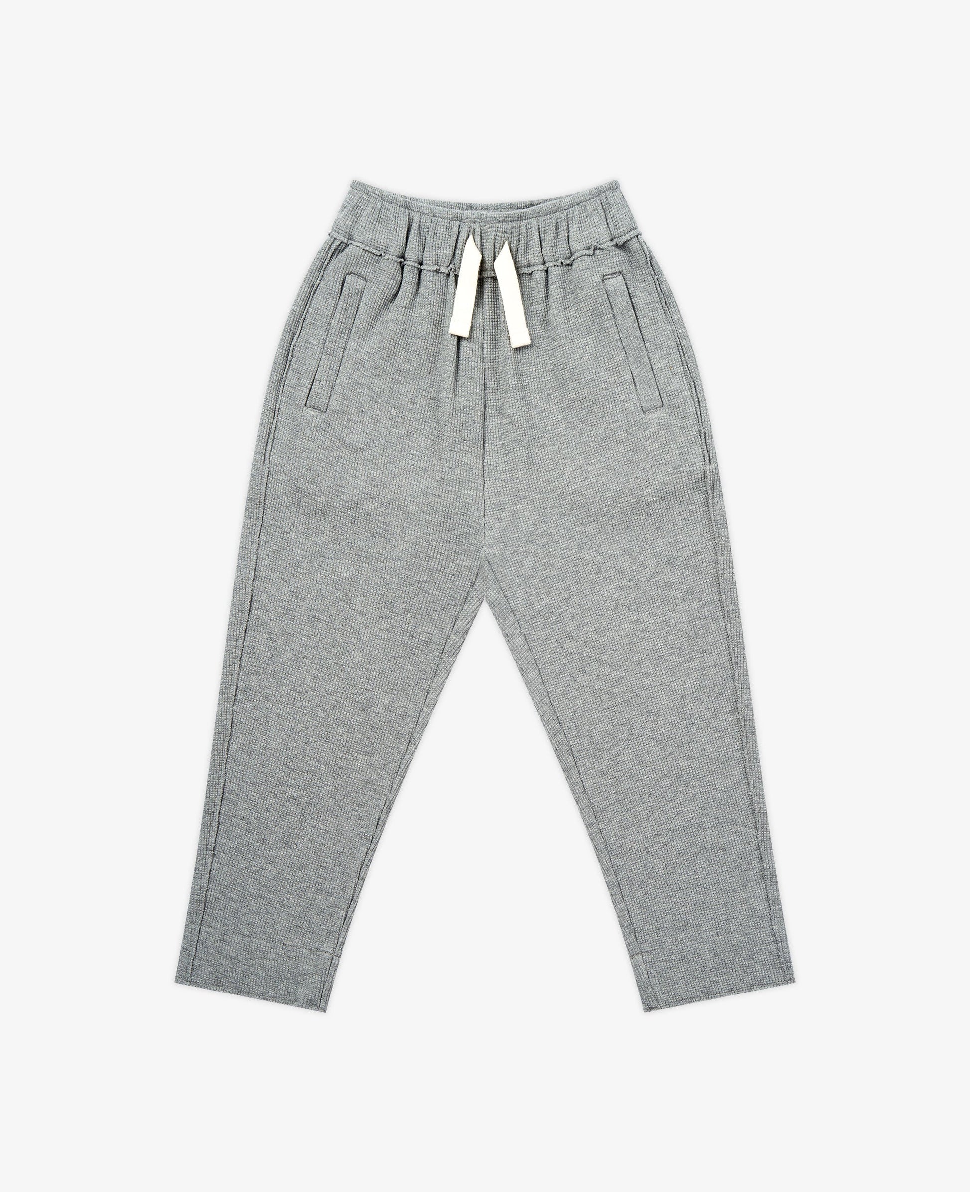 PETITE REVERY  RAW EDGE WAFFLE KNIT JOGGERS STONE