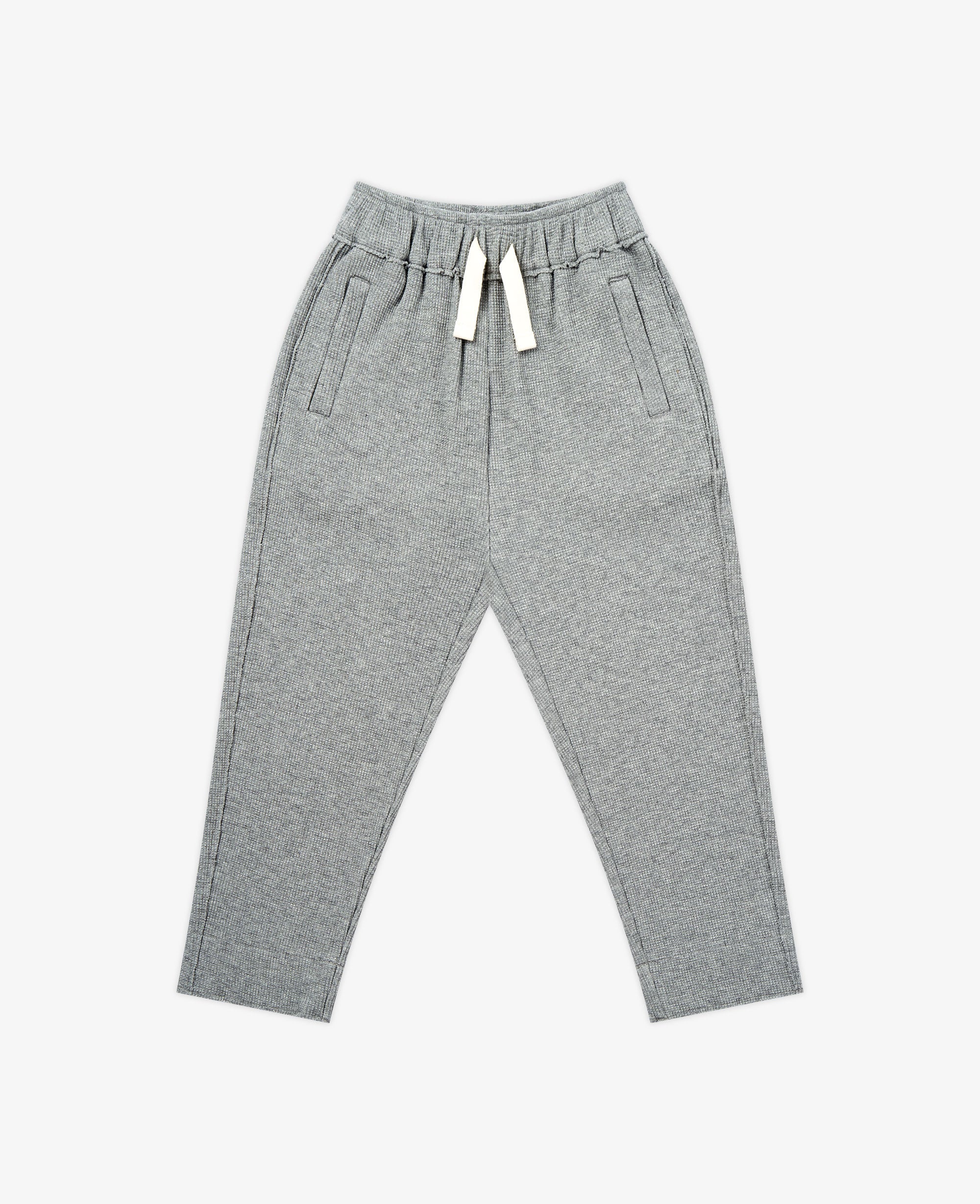 PETITE REVERY  RAW EDGE WAFFLE KNIT JOGGERS STONE