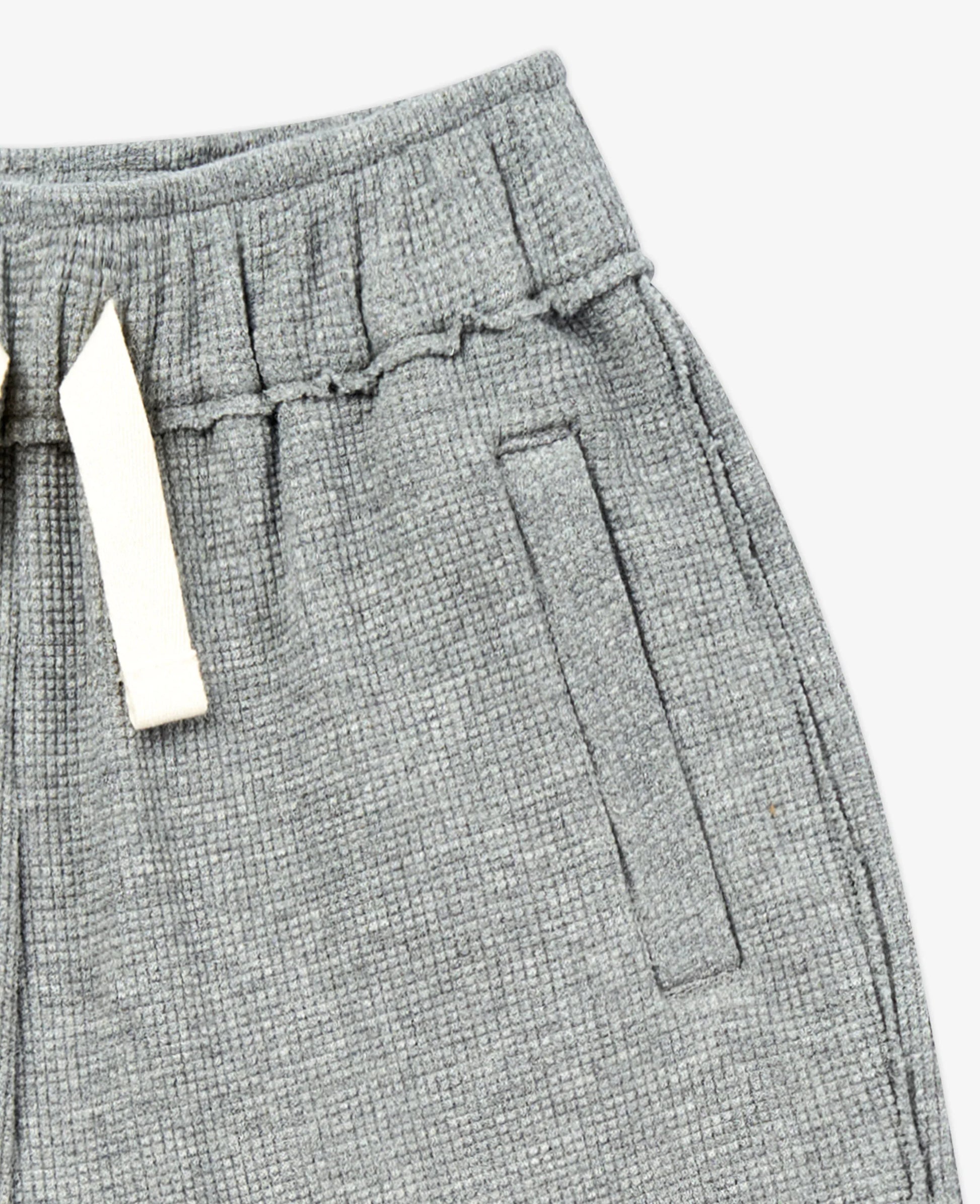 PETITE REVERY  RAW EDGE WAFFLE KNIT JOGGERS STONE