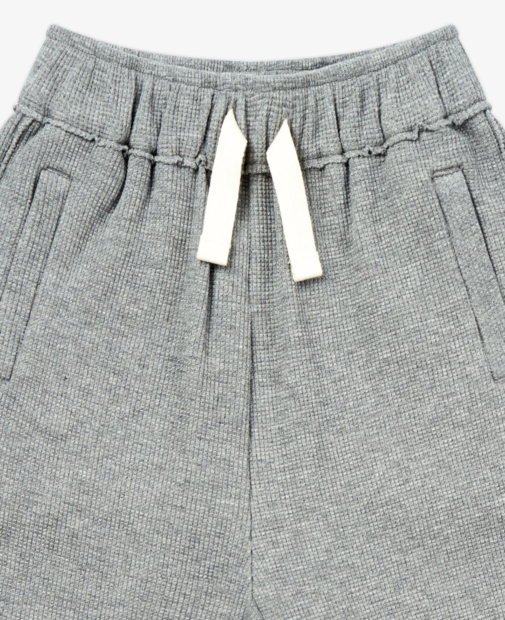 PETITE REVERY  RAW EDGE WAFFLE KNIT JOGGERS STONE