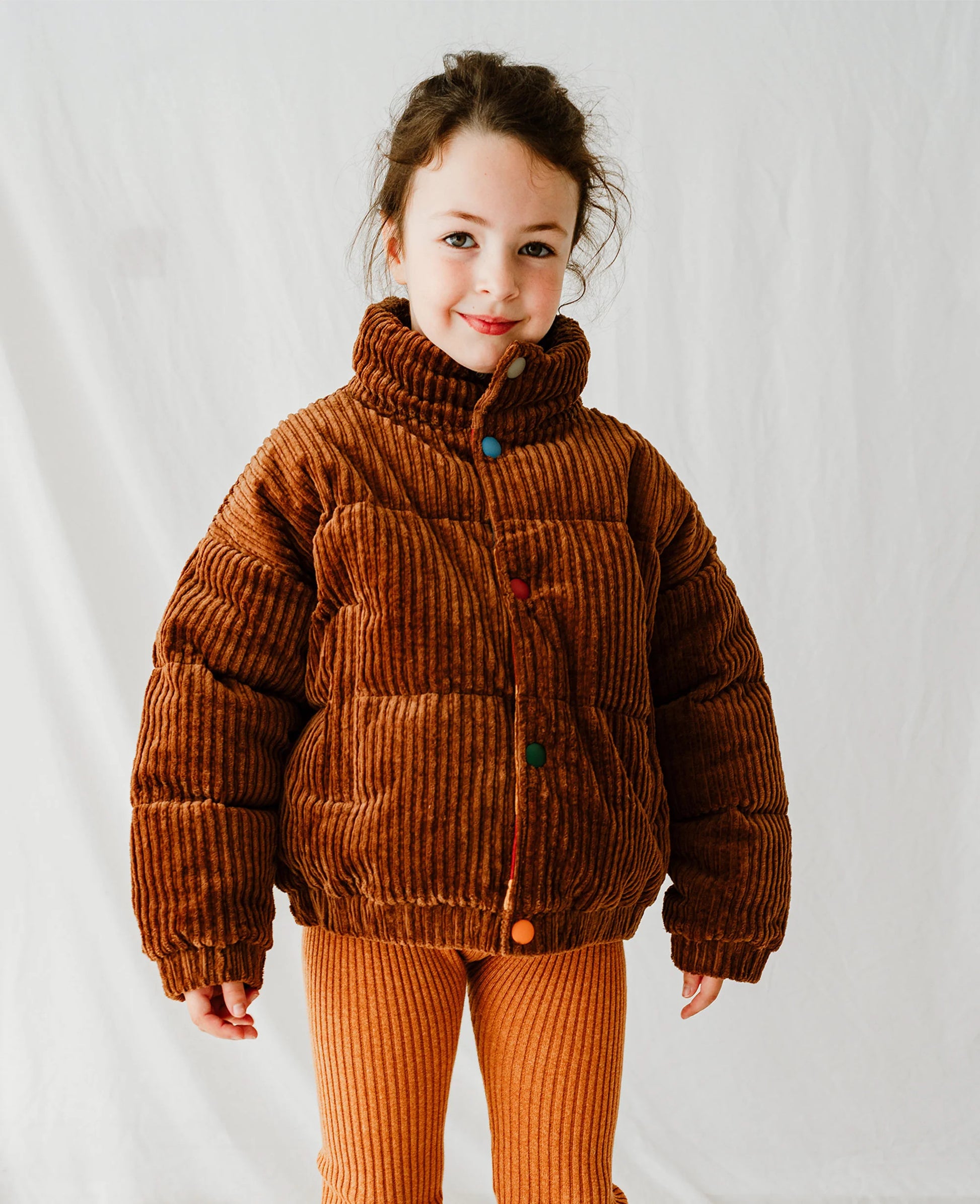 Petite Revery Corduroy Puffer Coat Cocoa