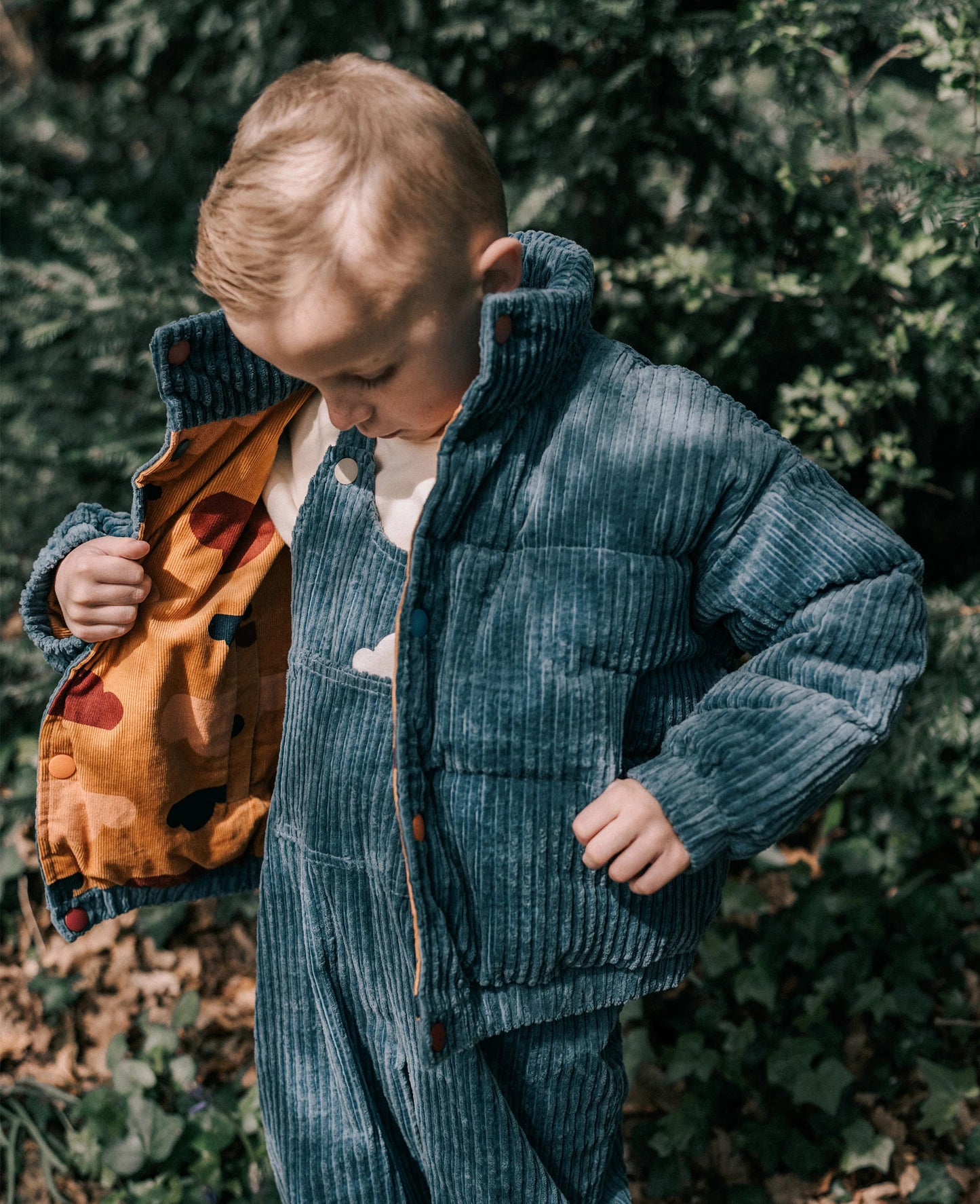 PETITE REVERY CORDUROY PUFFER COAT MINERAL BLUE - baby enRoute