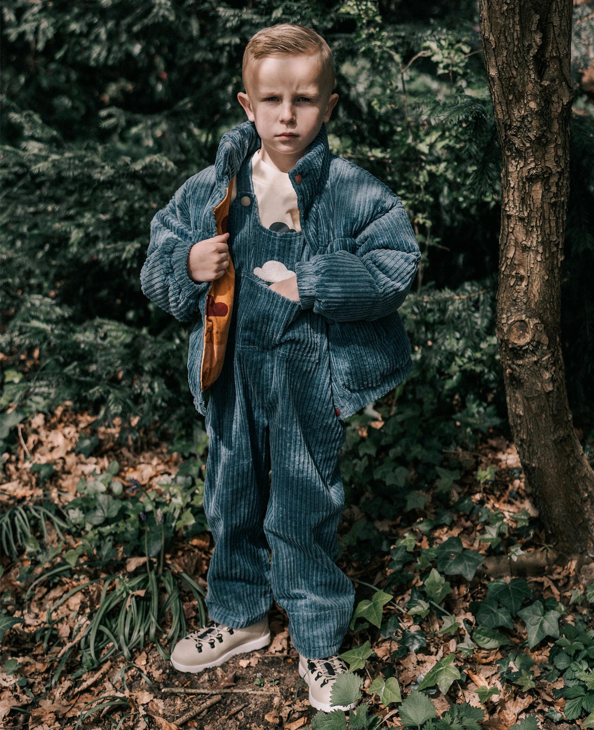PETITE REVERY CORDUROY PUFFER COAT MINERAL BLUE