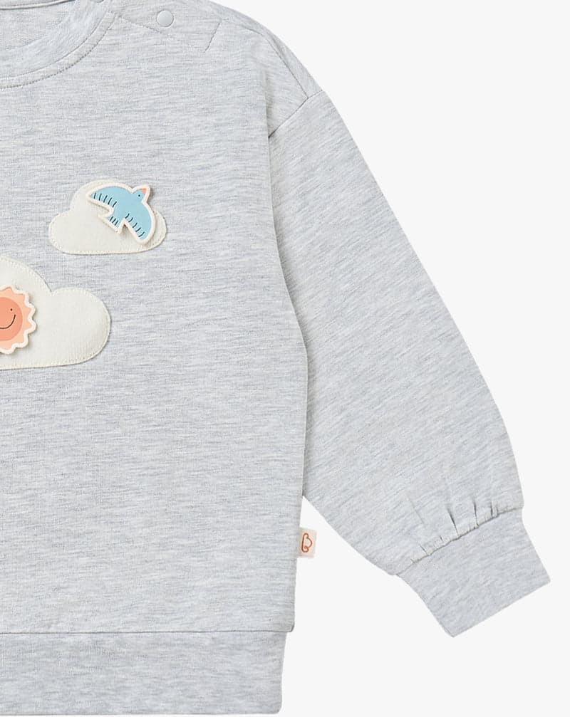 Petite Revery French Terry Drop Shoulder Long Sleeve Sweatshirt Fog Grey