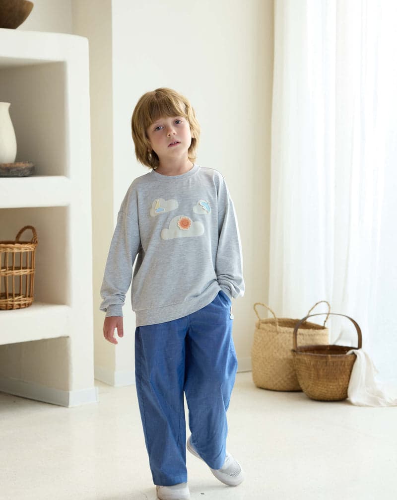 Petite Revery French Terry Drop Shoulder Long Sleeve Sweatshirt Fog Grey