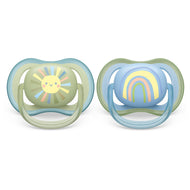 Philips Avent Ultra Air Pacifier 2pk 0-6M Smiling Sun+Blue Rainbow