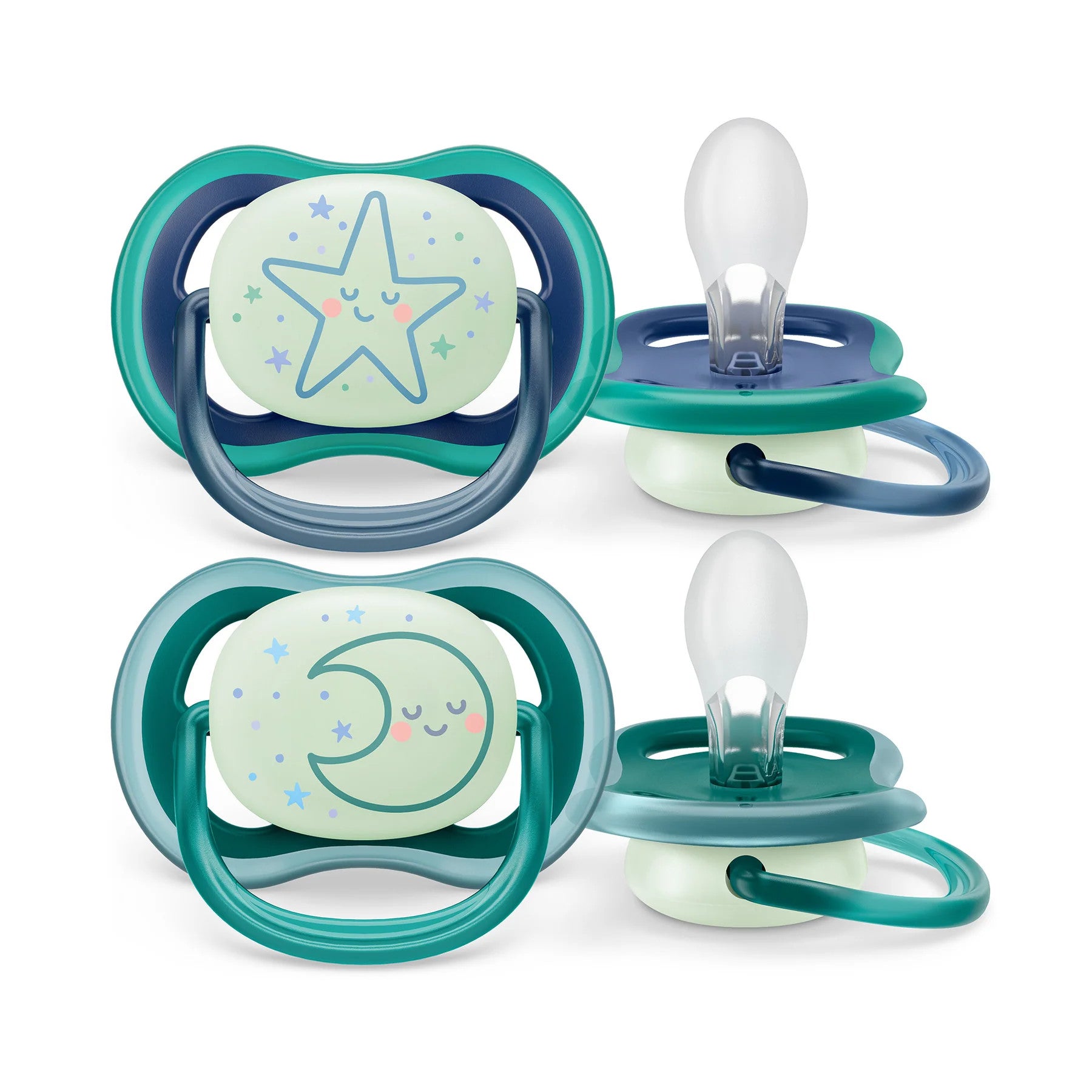 Philips Avent Ultra Air Pacifier Nighttime Sleeping Star And Moon 2 Pack (6-18M)