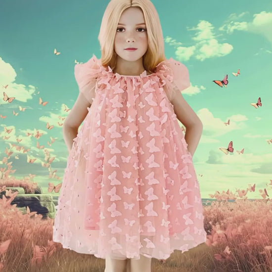 DOLLY BY LE PETIT TOM ALLOVER BUTTERFLIES TUTU DRESS PINK