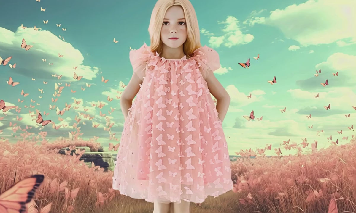 DOLLY BY LE PETIT TOM ALLOVER BUTTERFLIES TUTU DRESS PINK