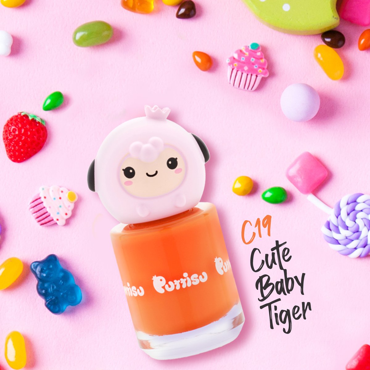 Puttisu Pangpang Nail Polish Color (C19) Cute Baby Tiger