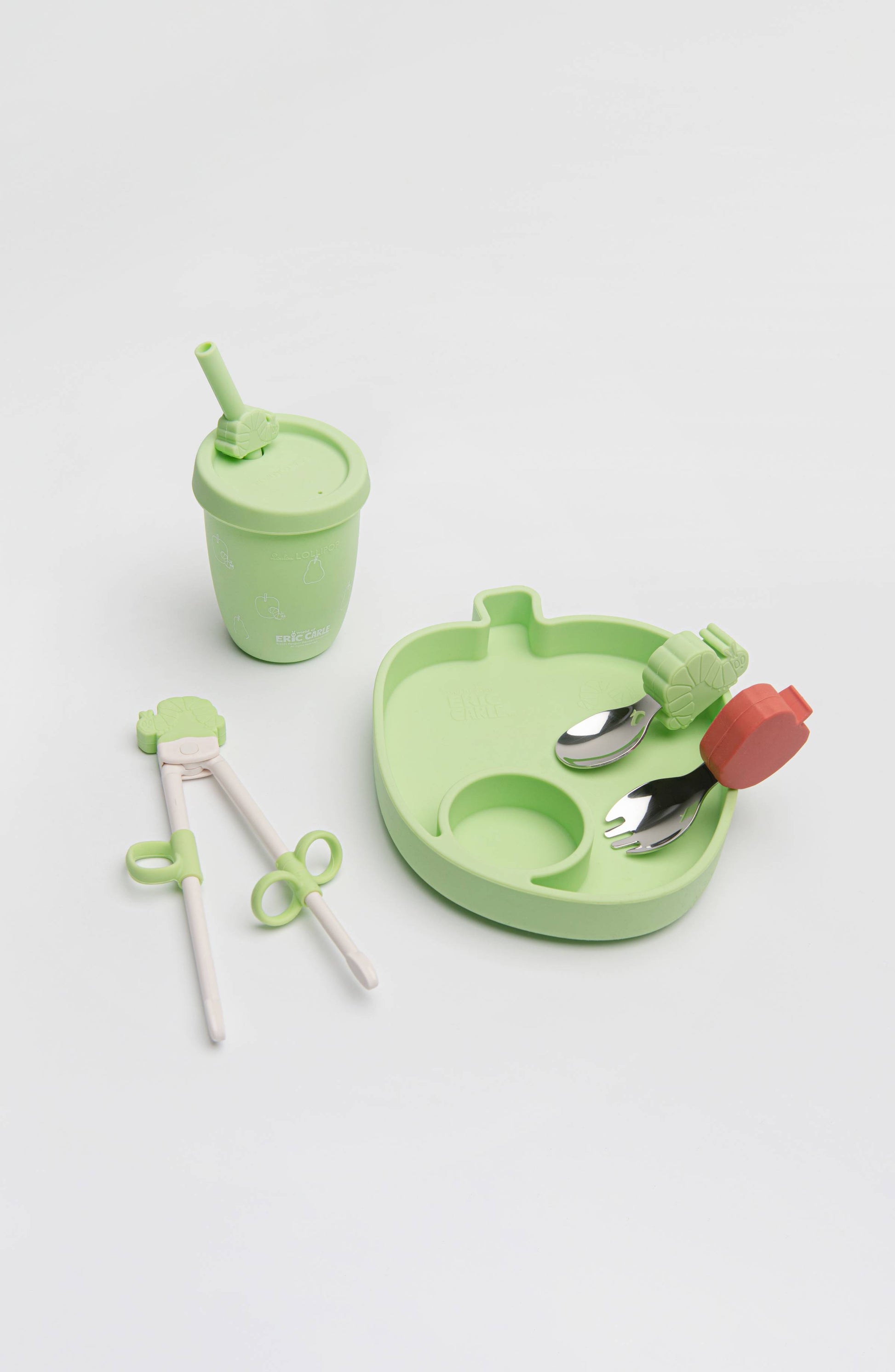 LOULOU LOLLIPOP ERIC CARLE LEARNING SPOON AND FORK SET CATERPILLAR