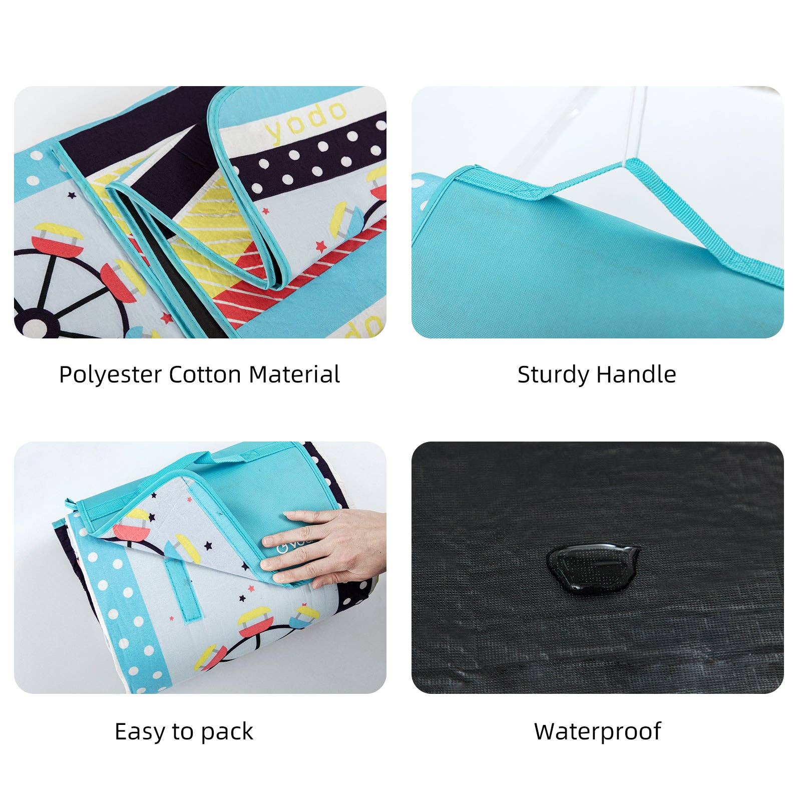 Ray Star 79''X79'' Ferris Wheel Picnic Blanket Sandproof Waterproof Large Mat For Beach