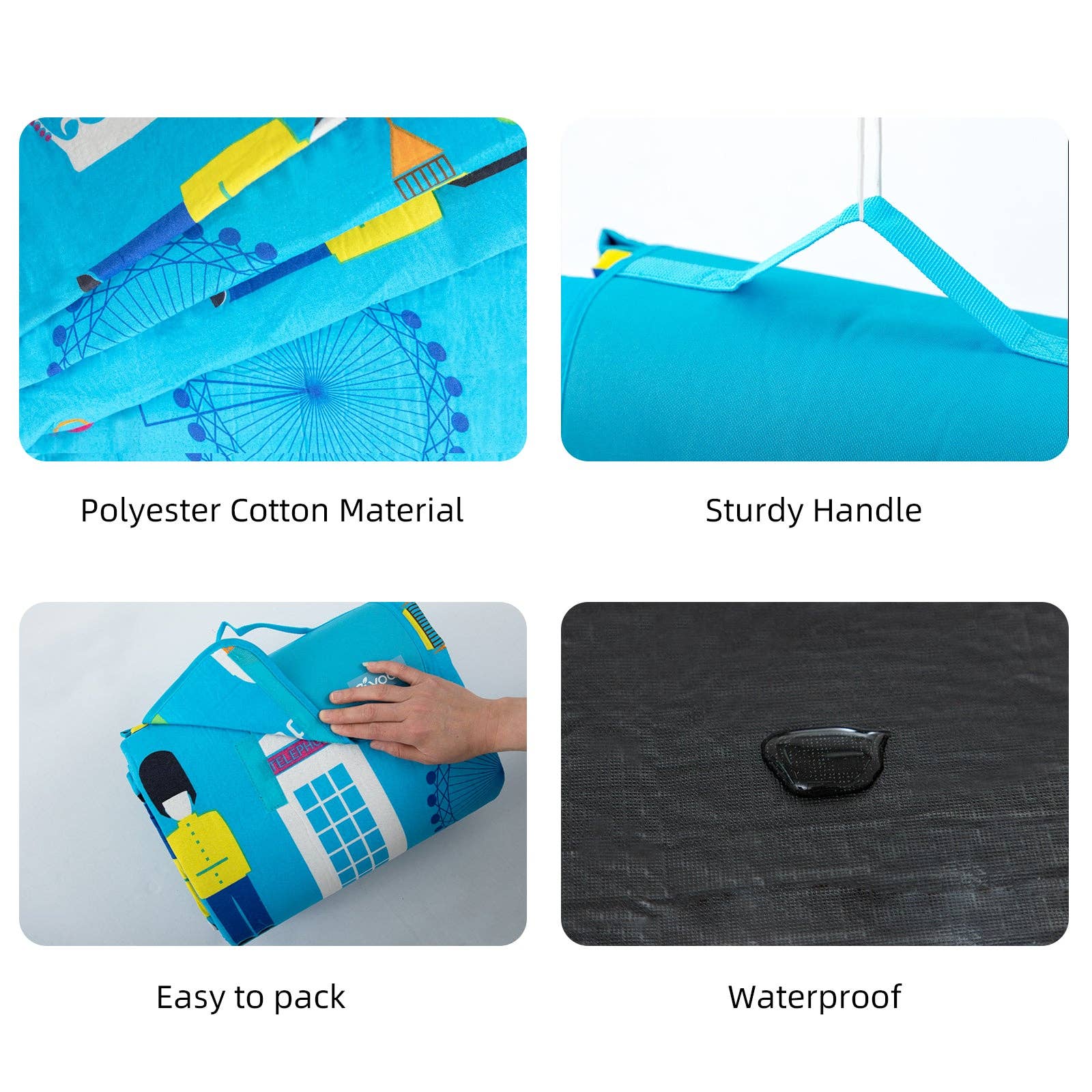 Ray Star 79''X79'' London City View Picnic Blanket Sandproof Waterproof Large Mat For Beach