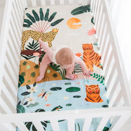 ROOKIE HUMANS COTTON SATEEN CRIB SHEET IN THE JUNGLE