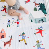 ROOKIE HUMANS COTTON SATEEN CRIB SHEET: SNOWY DAY