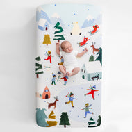 ROOKIE HUMANS COTTON SATEEN CRIB SHEET: SNOWY DAY