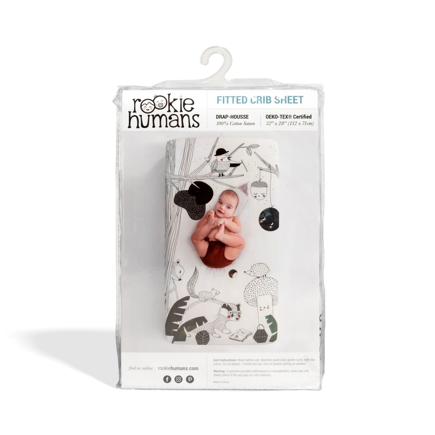 ROOKIE HUMANS COTTON SATEEN CRIB SHEET WOODLAND DREAMS