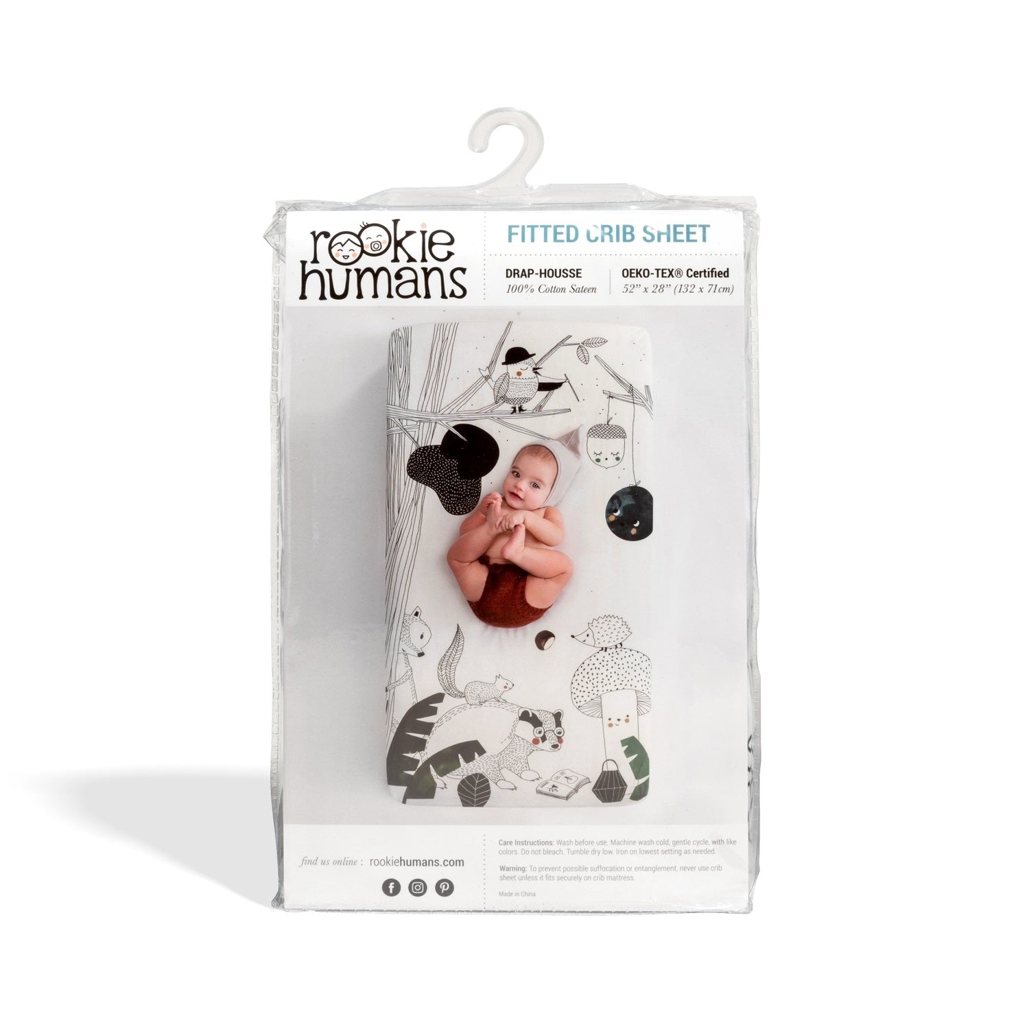 ROOKIE HUMANS COTTON SATEEN CRIB SHEET WOODLAND DREAMS