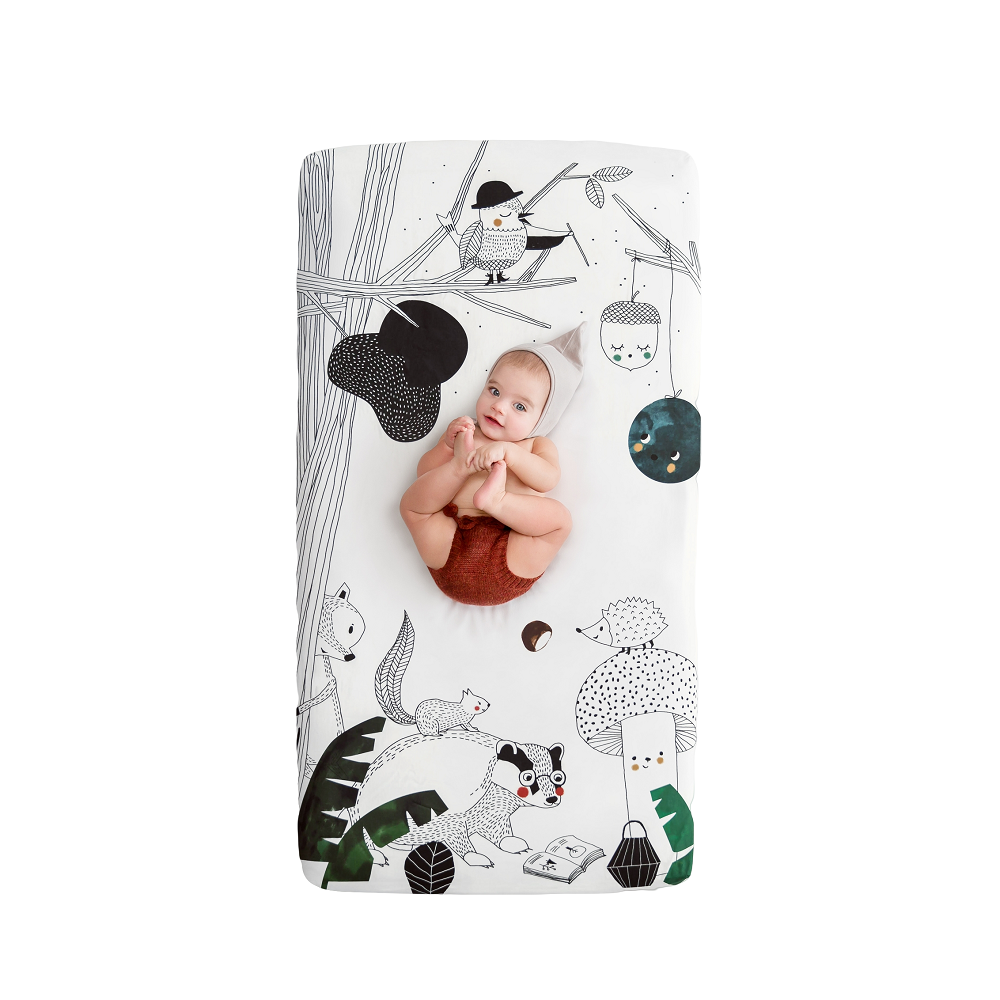 ROOKIE HUMANS COTTON SATEEN CRIB SHEET WOODLAND DREAMS