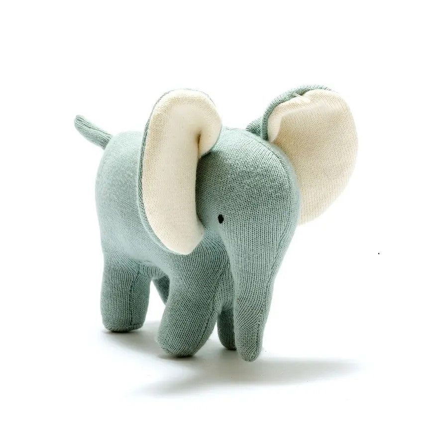Best Years Ellis The Elephant Plush Toy Knitted Organic Cotton In Teal