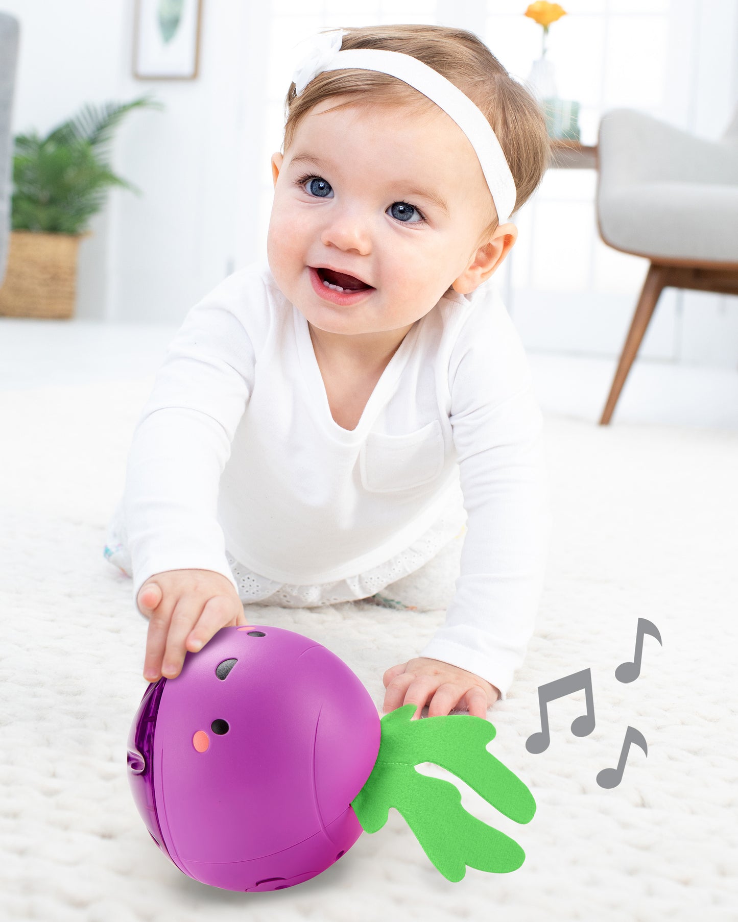 Skip Hop Farmstand Beetbox Crawl Ball, purple beet with green leaves for tummy-time play