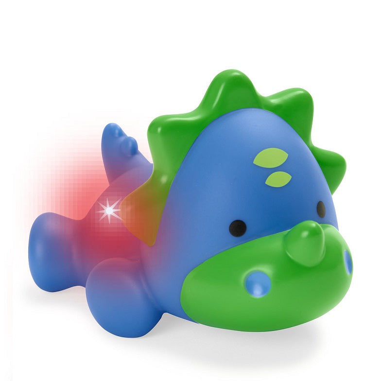 dinosaur bath toy blue with green accents light up