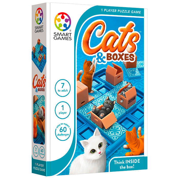 smart games cats & boxes puzzle game with blue packaging and cat illustrations