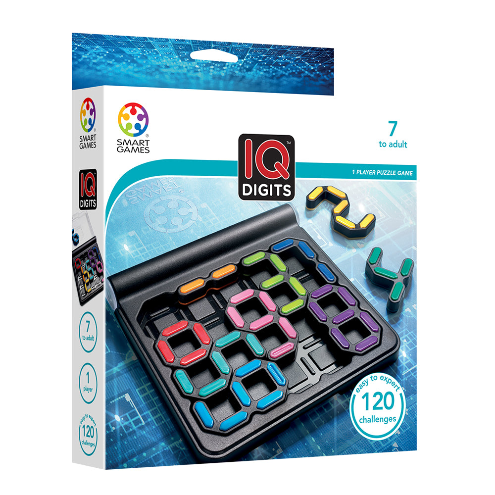 IQ Digits puzzle game with colorful digit tiles on a tray