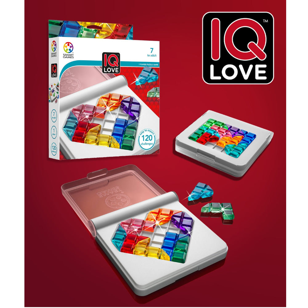 IQ Love puzzle game box with colorful translucent blocks