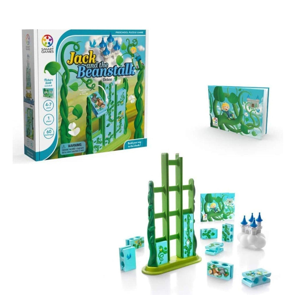 Jack and the Beanstalk puzzle game set with green rack and blue blocks