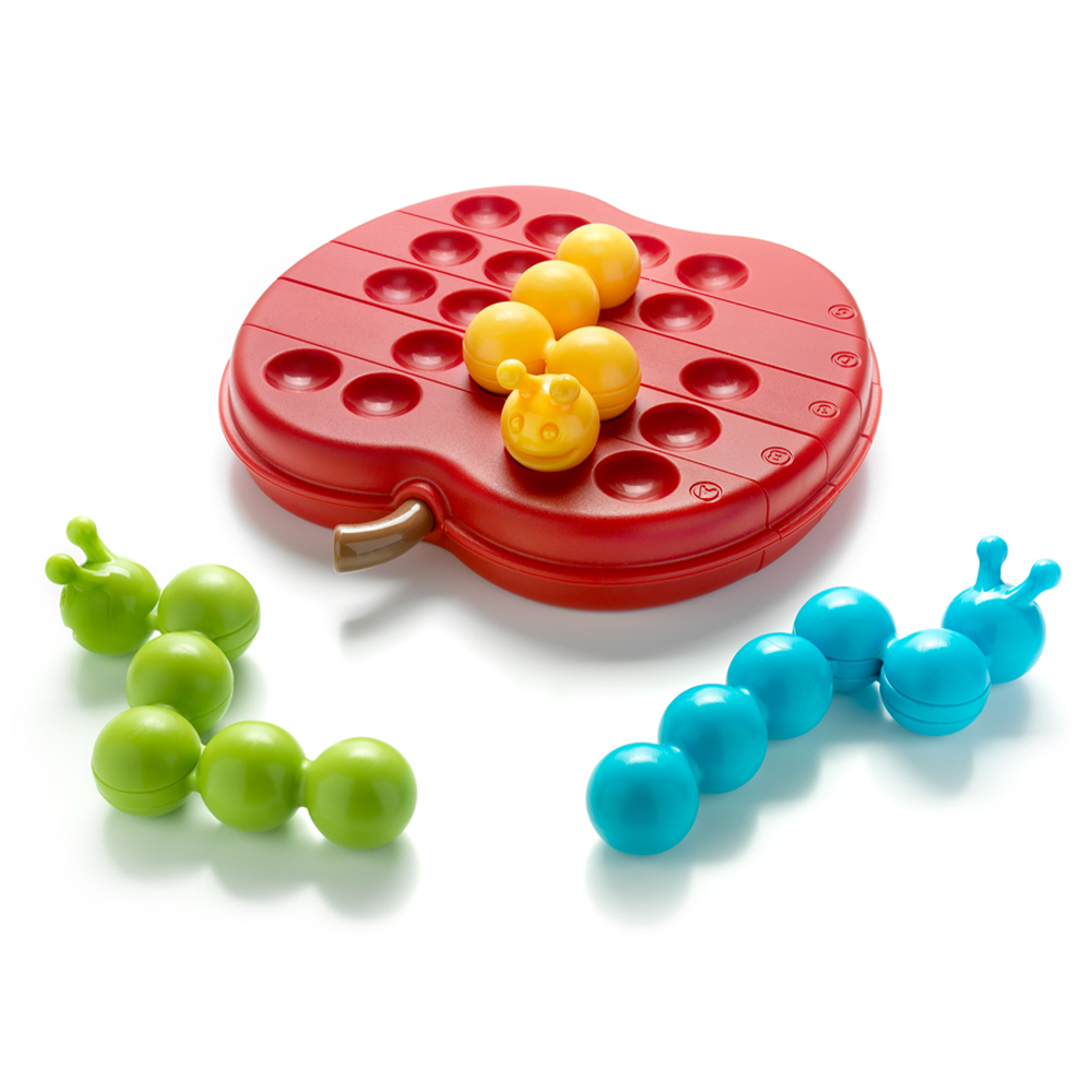 Smart Games Apple Twist puzzle with red base and yellow pegs