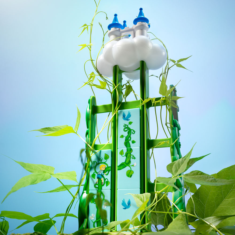 Smart Games Jack & the Beanstalk puzzle tower; green frame with vine decals