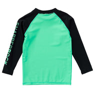 SNAPPER ROCK GREEN BLACK SUSTAINABLE LS RASH TOP