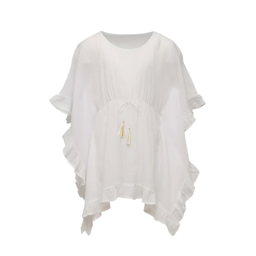 SNAPPER ROCK WHITE FRILLED COVER UP