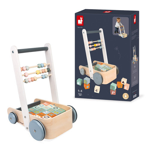 Janod Push Cart With Abc Blocks