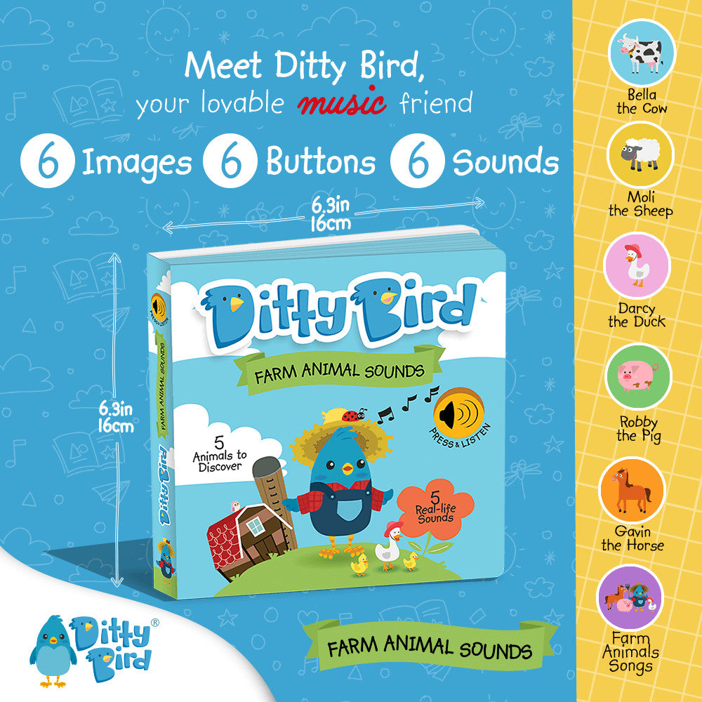 DITTY BIRD SOUND BOOK - FARM ANIMAL SOUNDS - baby enRoute