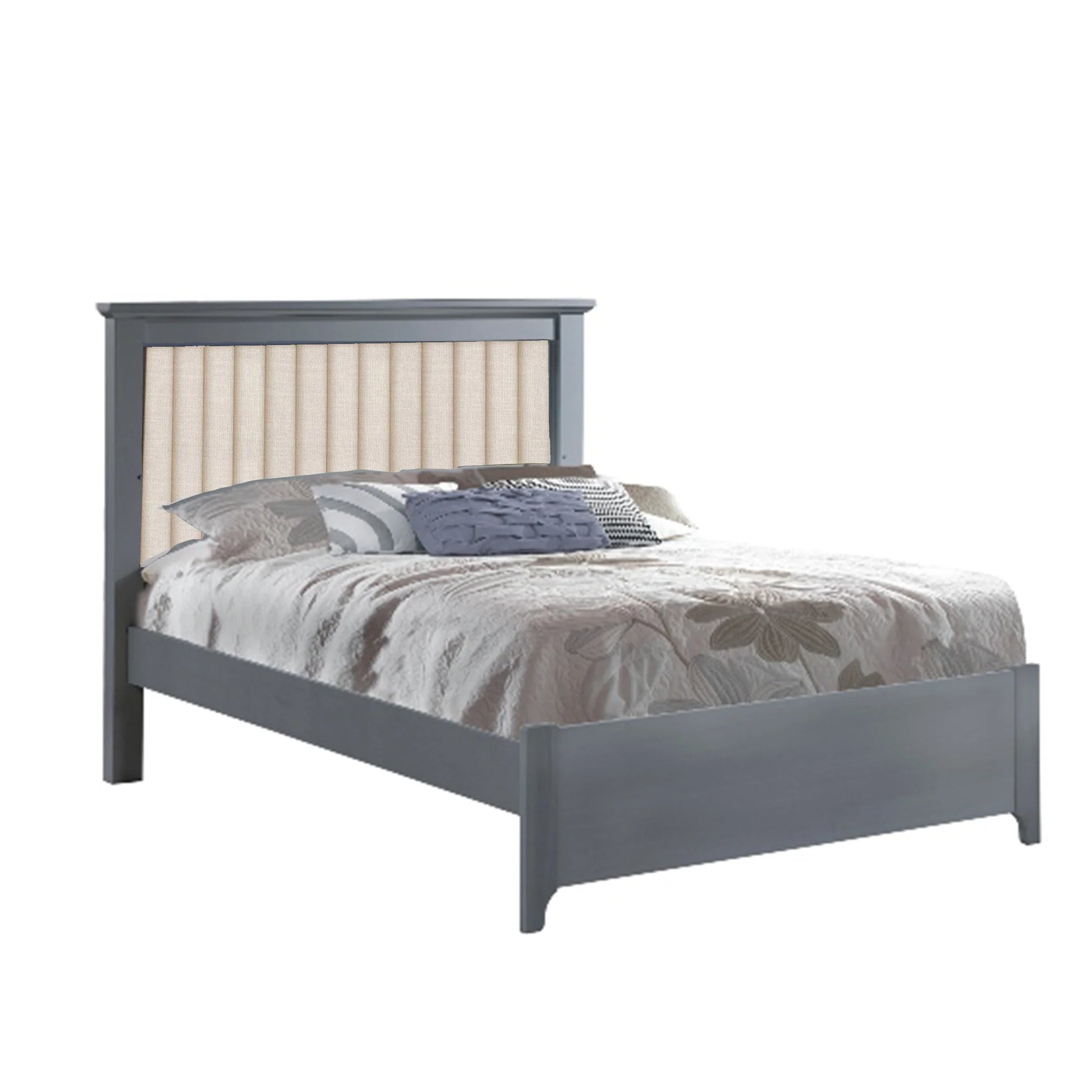 Natart Taylor 54 Inch Double Bed With Channel Tufted Headboard Panel