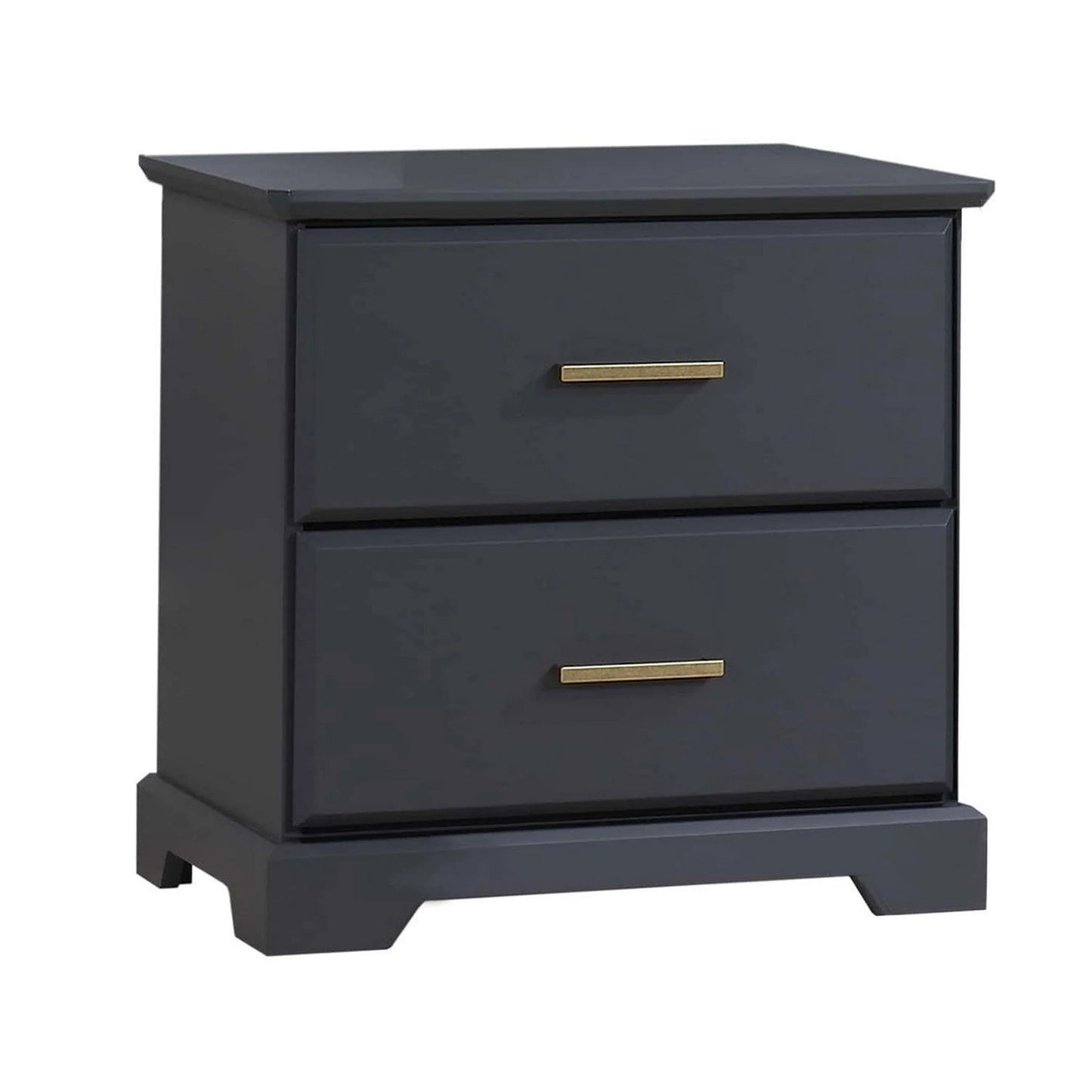 Natart Taylor nightstand with dark gray finish and gold handles
