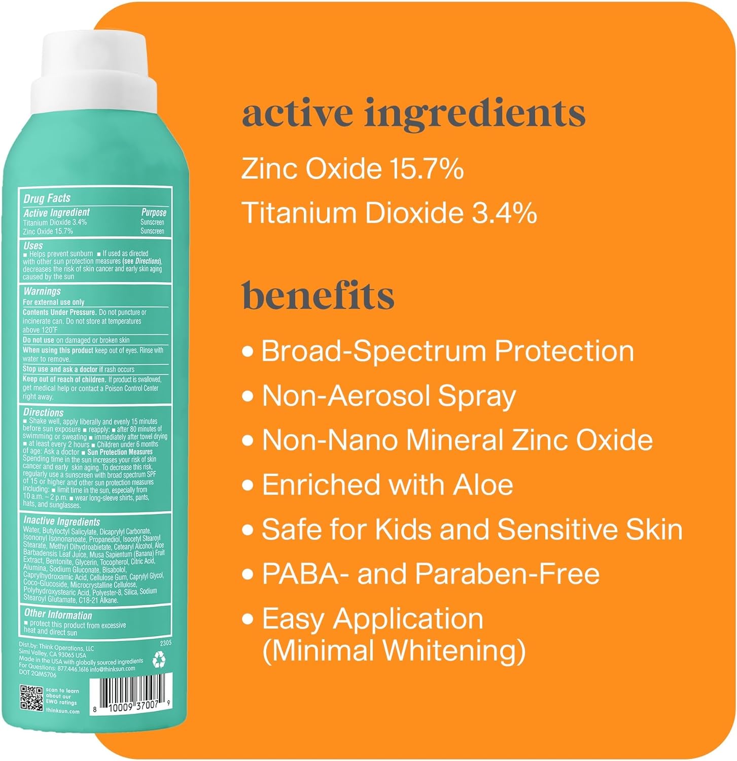 THINK KIDS ALL SHEER MINERAL SUNSCREEN SPRAY SPF50 177ml