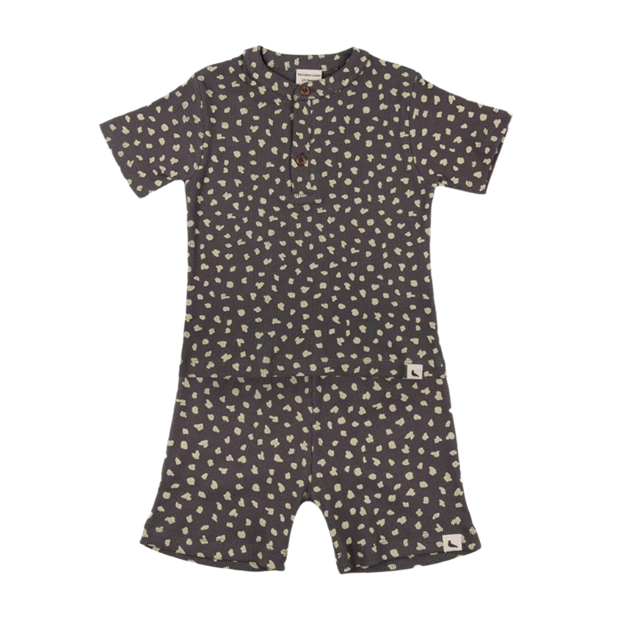 TURTLEDOVE LONDON ANIMAL PRINT SHORT SET CHARCOAL