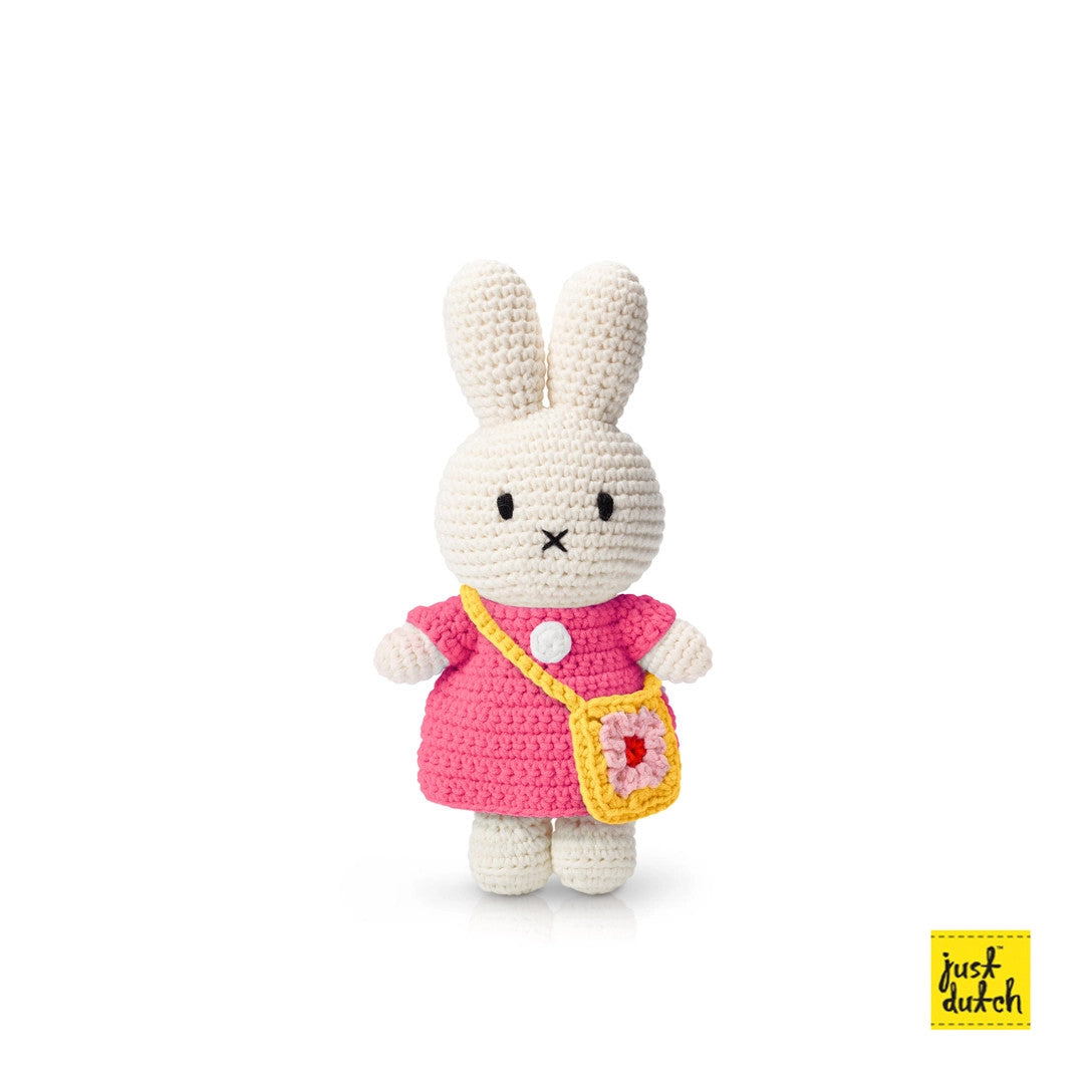 JUST DUTCH MIFFY AND HER FLOWER BAG PINK DRESS WITH YELLOW FLOWER BAG