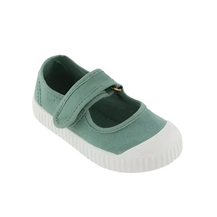 VICTORIA SHOES BAR DYED CANVAS JADE - baby enRoute