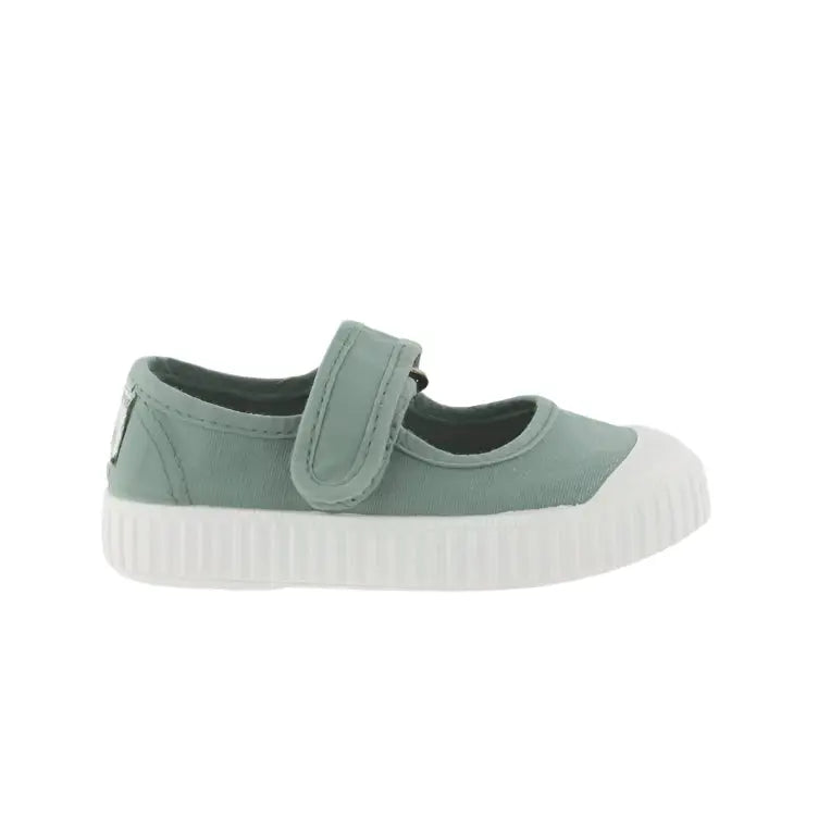 VICTORIA SHOES BAR DYED CANVAS JADE