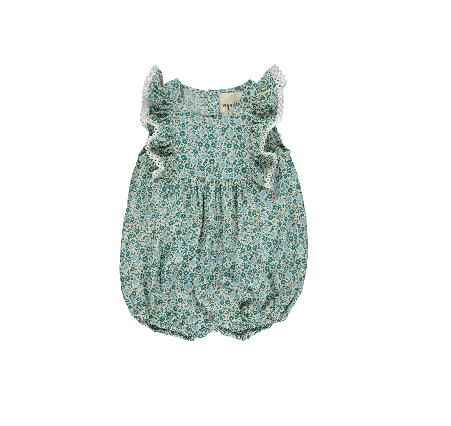 VIGNETTE POPPY BUBBLE TEAL DITSY FLORAL - baby enRoute