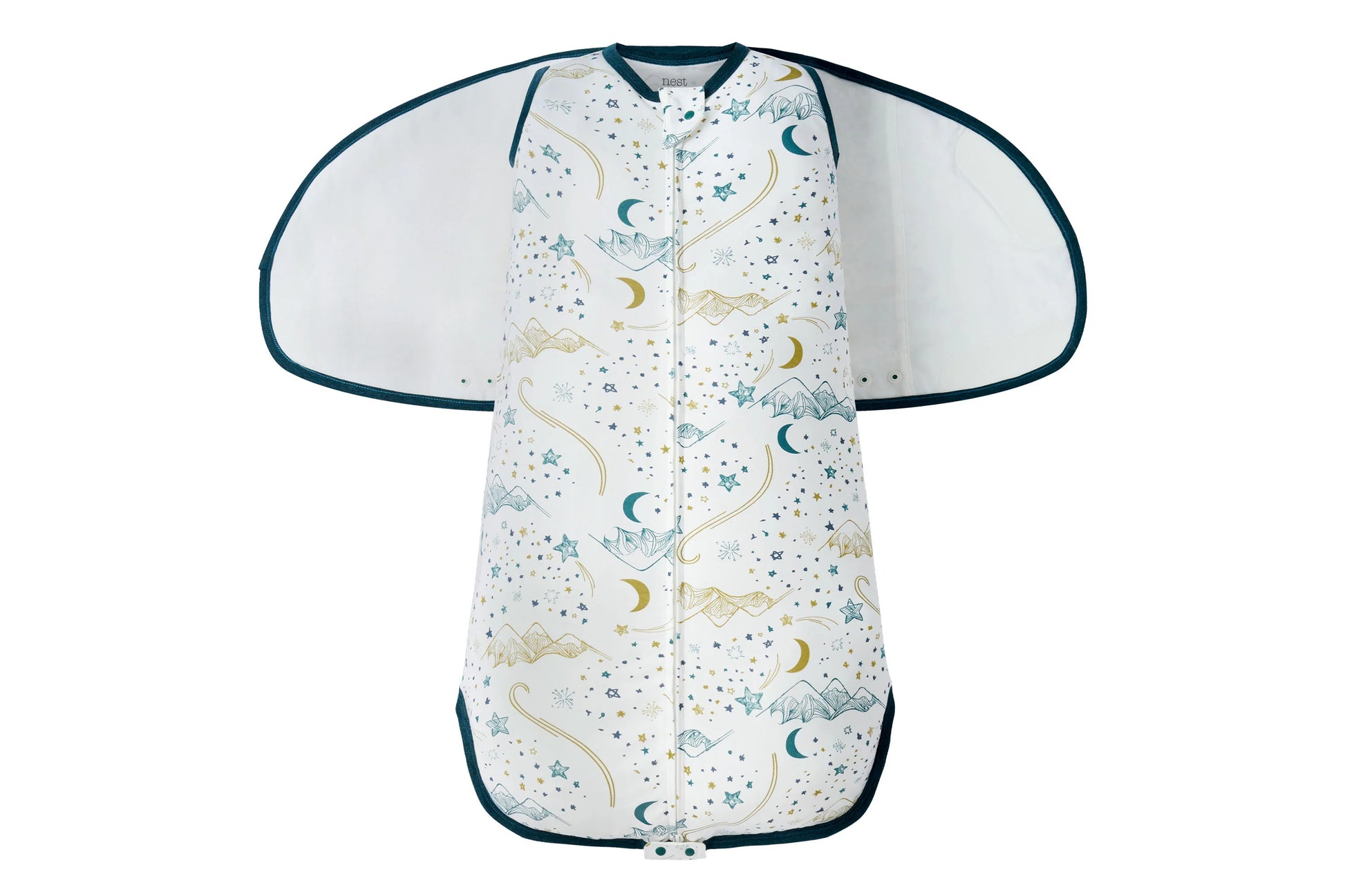 NEST DESIGNS BAMBOO JERSEY SWADDLE SLEEP BAG 0.25 TOG STARS WHITE 0-6M