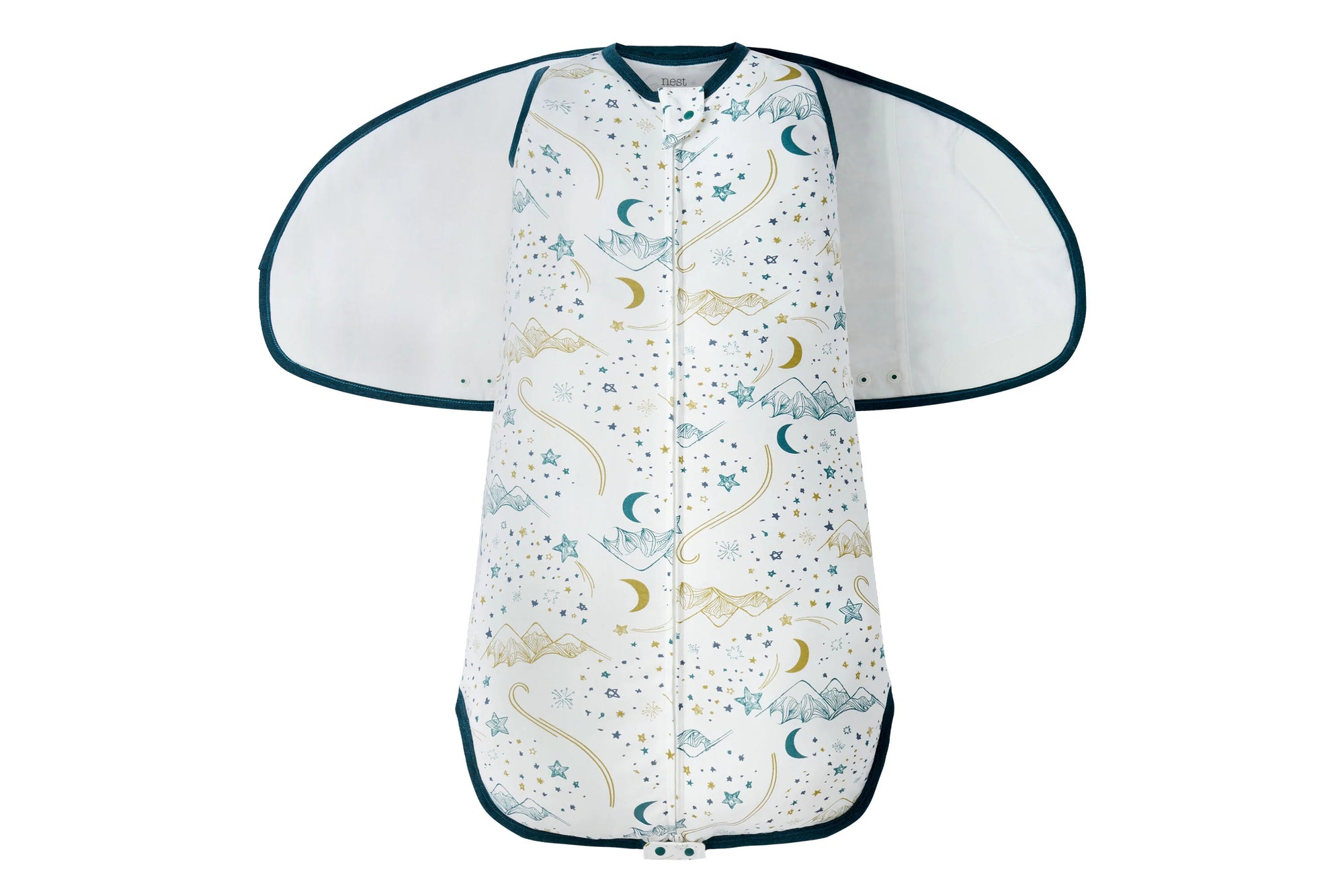 NEST DESIGNS BAMBOO JERSEY SWADDLE SLEEP BAG 0.25 TOG STARS WHITE 0-6M