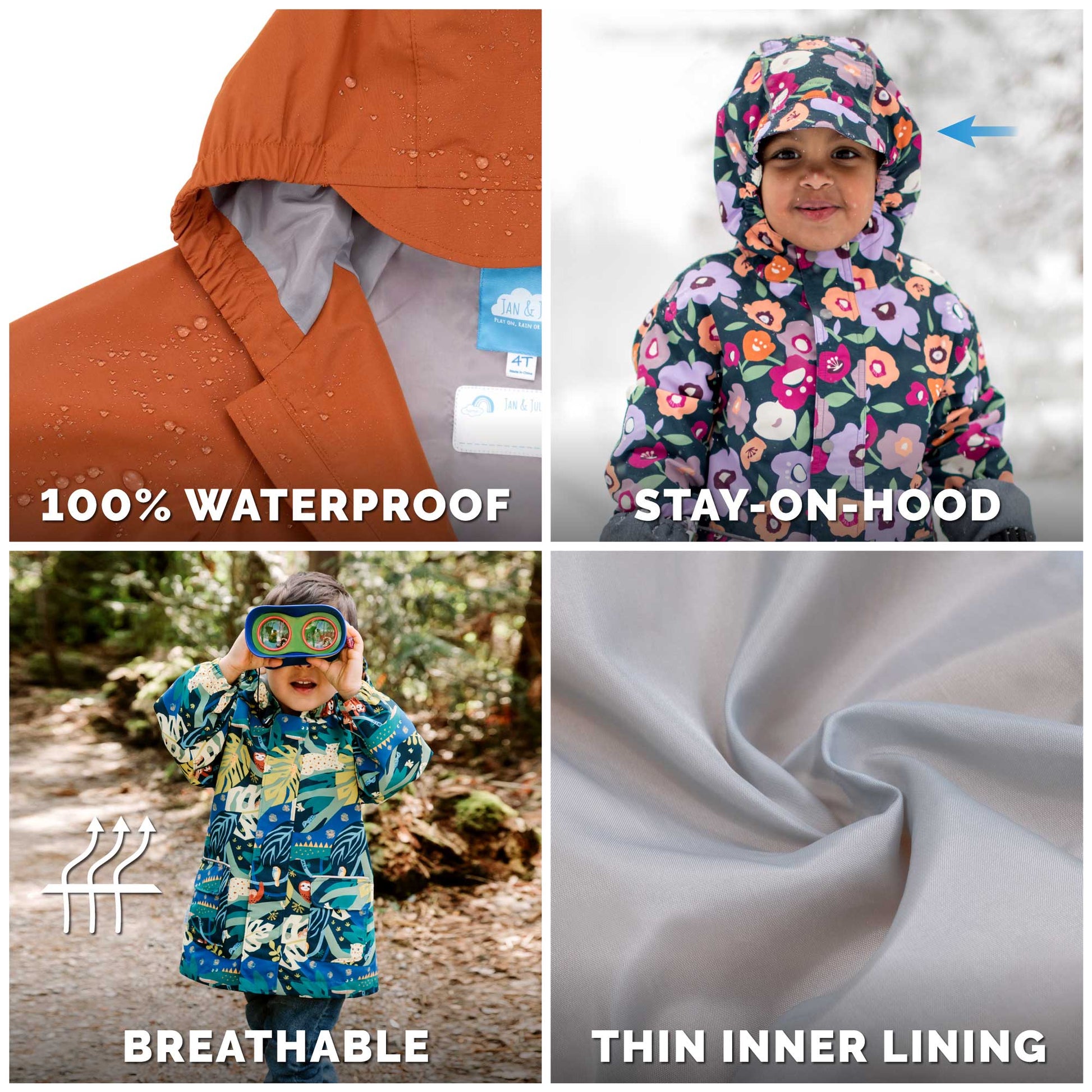 JAN & JUL WATERPROOF PUDDLE DRY RAIN JACKET YELLOW