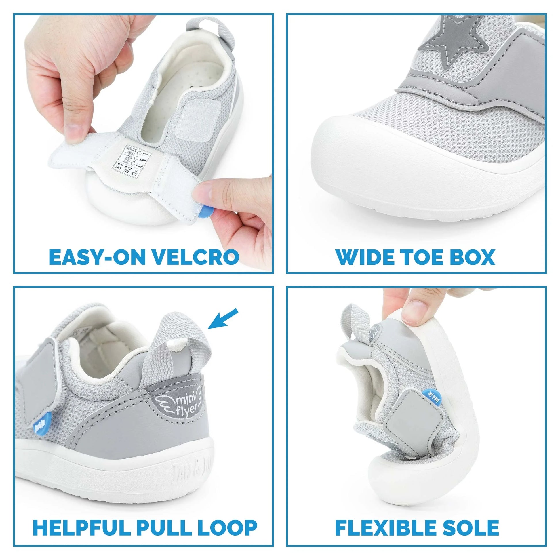 JAN & JUL MINI-FLYER TODDLER SNEAKERS SILVER STAR